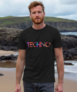 Techno painted-style mens t-shirt
