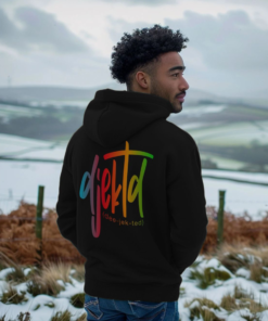 djektd Rainbow Tag mens hoodie